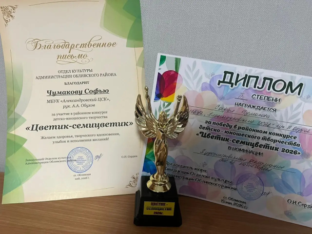 15.05.2026 г Участие в районном конкурсе детско - юношеского творчестваЦветик - семицветик 2026 